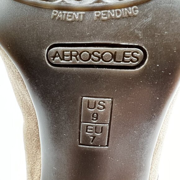 Aerosoles 9M Water Roll Taupe Comfort Pump MaryJane Snakeskin Trim Faux suede - Picture 10 of 12
